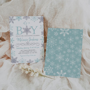 Boy Winter Snowflake Baby Shower Invitation