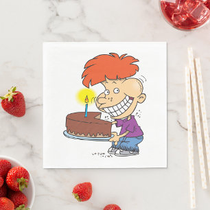Boy With A Birthday Cake Napkin