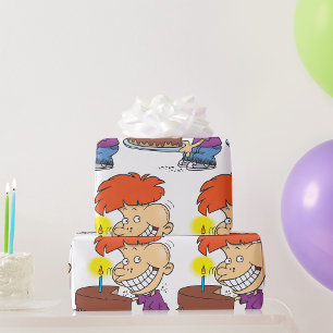 Boy With A Birthday Cake Wrapping Paper