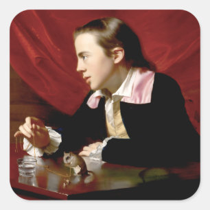 Boy with a Squirrel Square Sticker