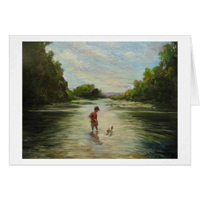 Boy with a toy boat. (Front Horizontal)