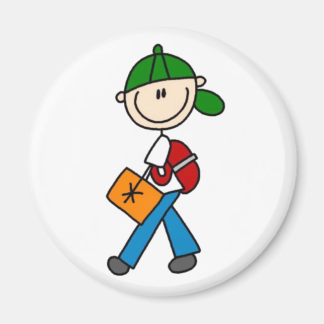 Boy With Backpack Magnet (Front)