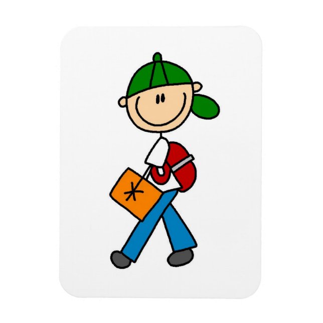 Boy With Backpack Magnet (Vertical)