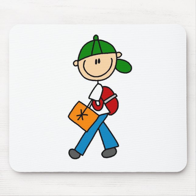 Boy With Backpack Mouse Pad (Front)
