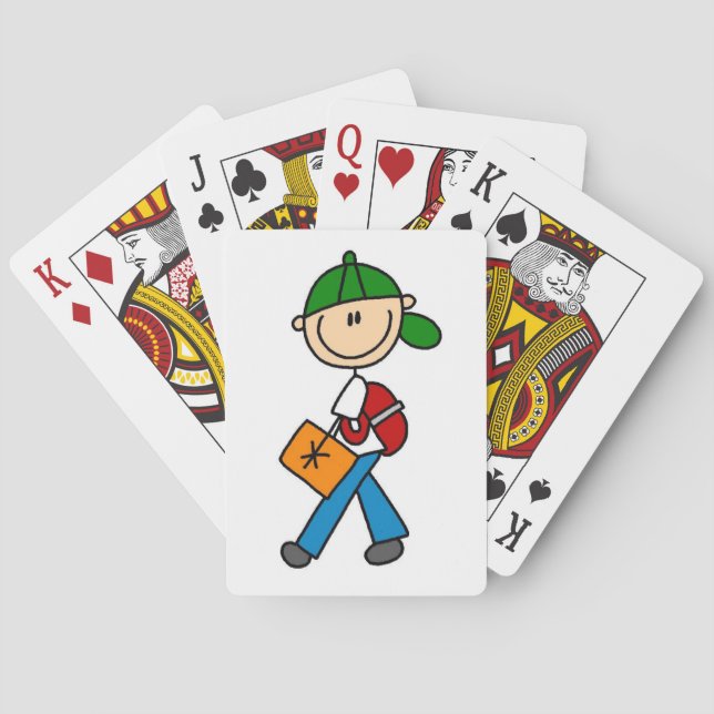 Boy With Backpack Playing Cards (Back)