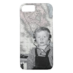 Boy With Crystal Radio Set Map iPhone 8/7 Case
