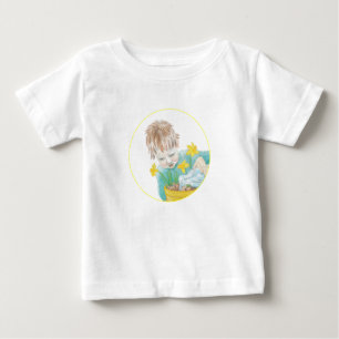 Boy With Daffodils Baby T-Shirt