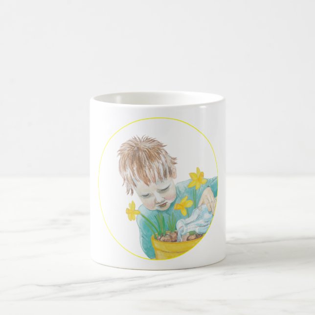 Boy With Daffodils   Coffee Mug (Center)