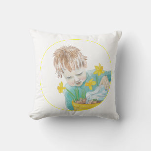 Boy With Daffodils Cushion