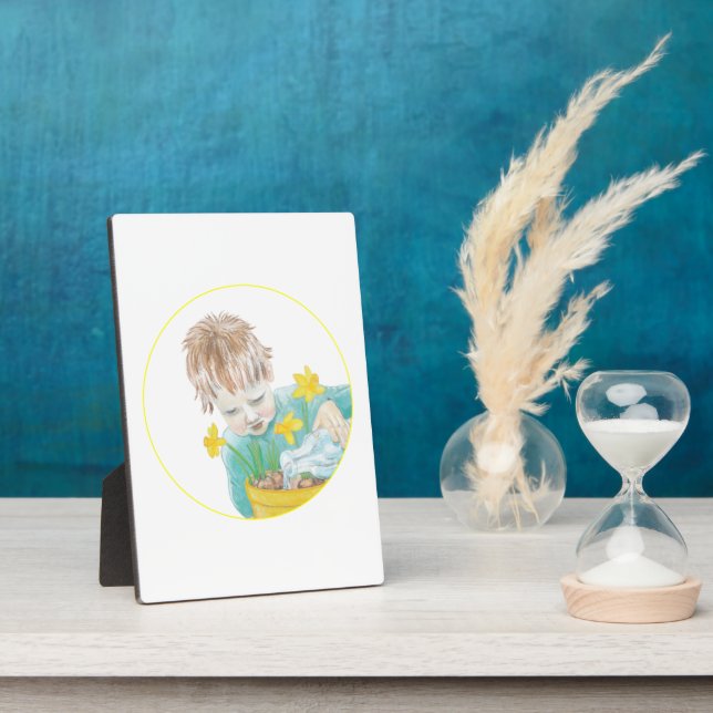 Boy With Daffodils  Plaque (Side)