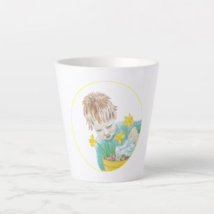 Boy With Daffodils Small Latte Mug