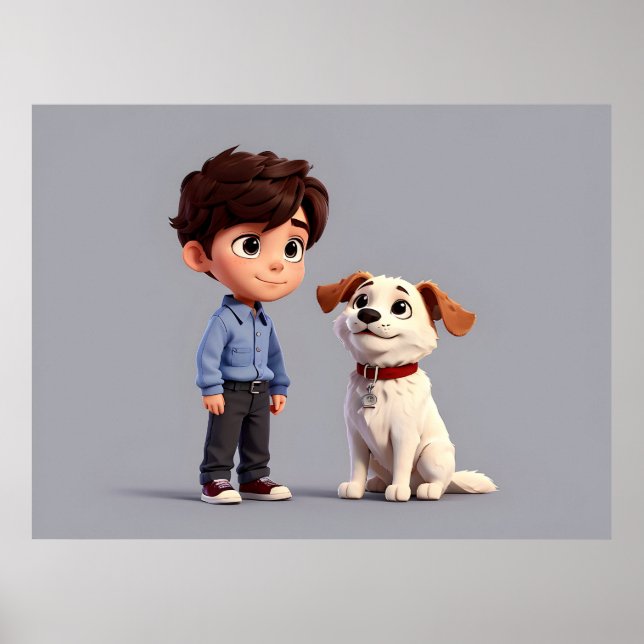 Boy with dog art poster (Front)