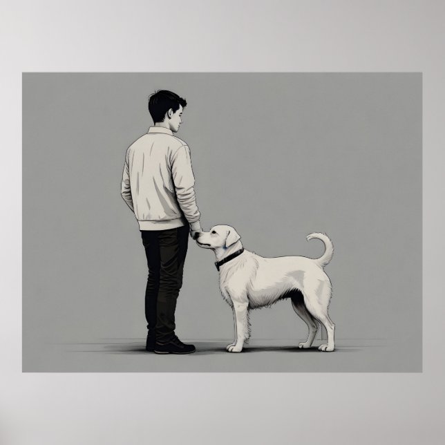 Boy with dog art poster (Front)
