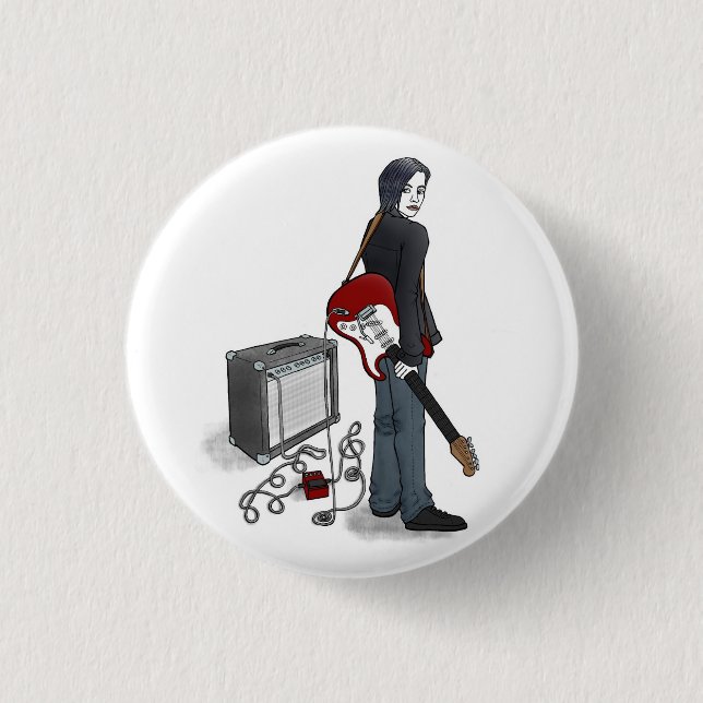 boy with guitar 3 cm round badge (Front)