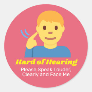 Boy with Hard of Hearing Classic Round Sticker