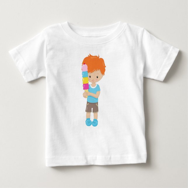 Boy With Ice Cream, Orange Hair, Ice Cream Cone Baby T-Shirt (Front)