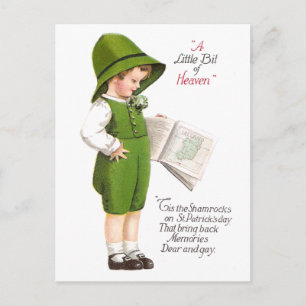 Boy with Map of Ireland Vintage St Patrick's Day Postcard