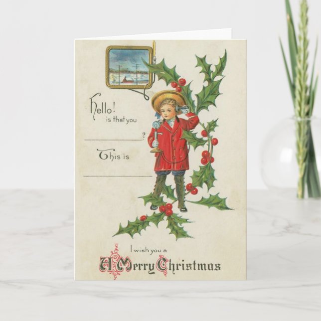 Boy with Phone Christmas Card (Front)