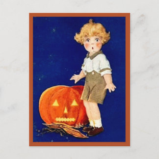 Boy with Pumpkin - Vintage Halloween Postcard