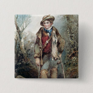 Boy with Rabbits 15 Cm Square Badge