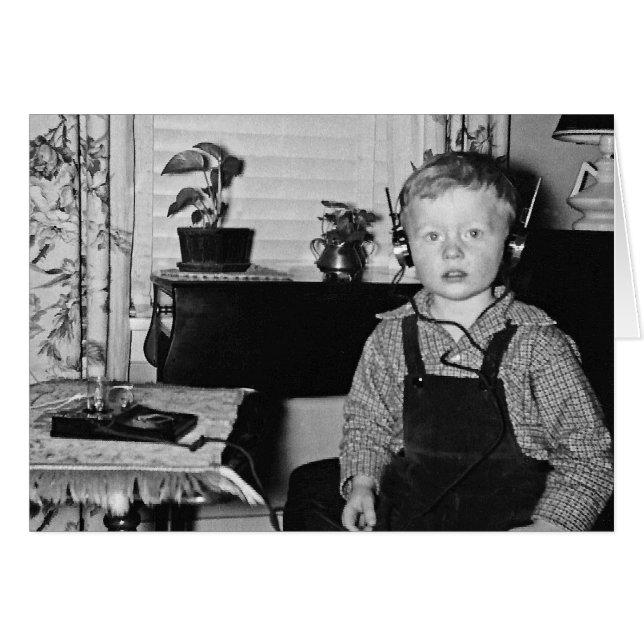 Boy With Retro Crystal Radio Set Humourous (Front Horizontal)