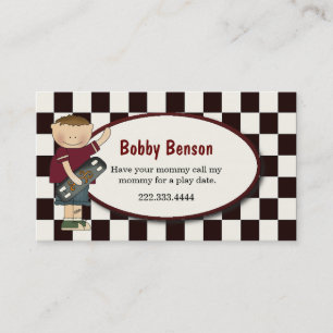 Boy with Skateboard Checked Play Date Card