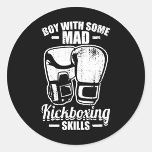 Boy With Some Mad Kickboxing Skills  Classic Round Sticker