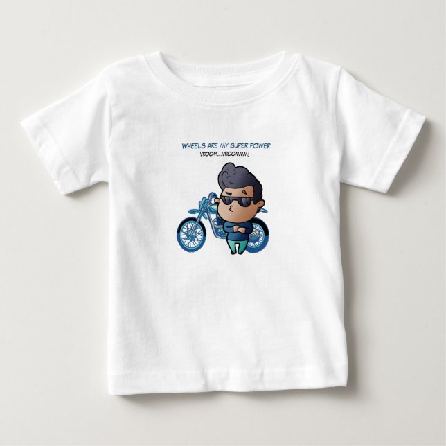 Boy with sunglasses & motorcycle T-Shirt (Front)