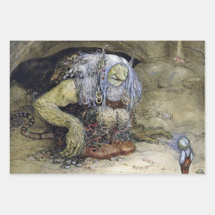 “Boy with Troll” by John Bauer Wrapping Paper Sheet