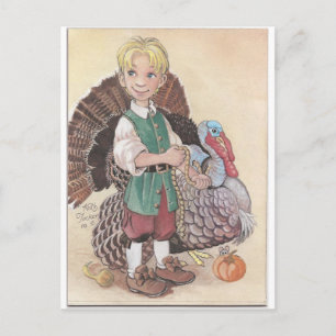 Boy with Turkey Postcard