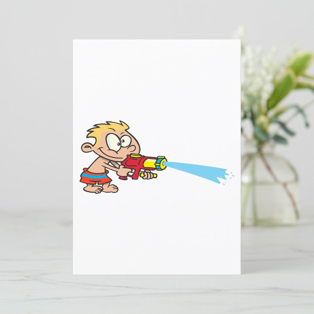 Boy with Water Gun Summer Fun Invitation (Creator Uploaded)