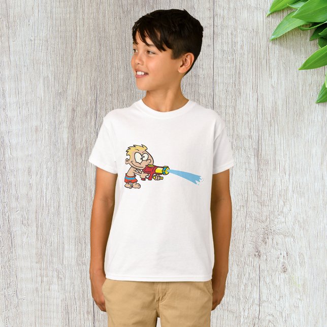 Boy with Water Gun Summer Fun T-Shirt (Creator Uploaded)