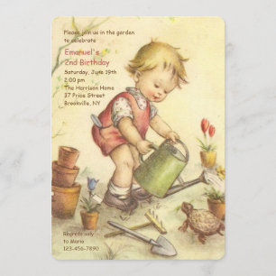 Boy With Watering Can Invitation