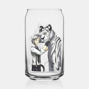 Boy with White Tiger Can Glass