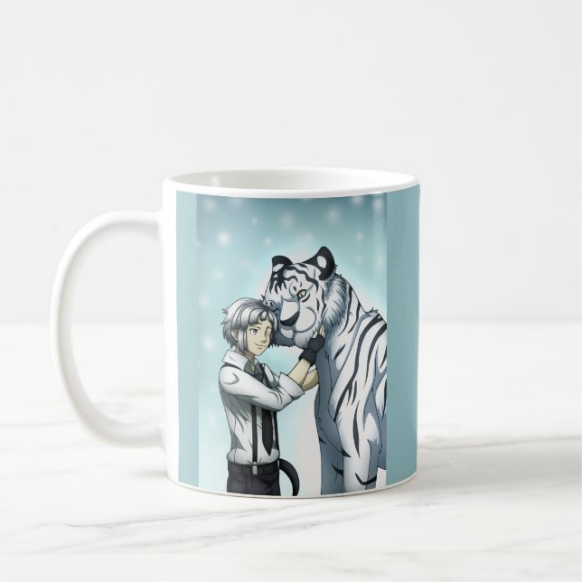 Boy with White Tiger Coffee Mug (Left)