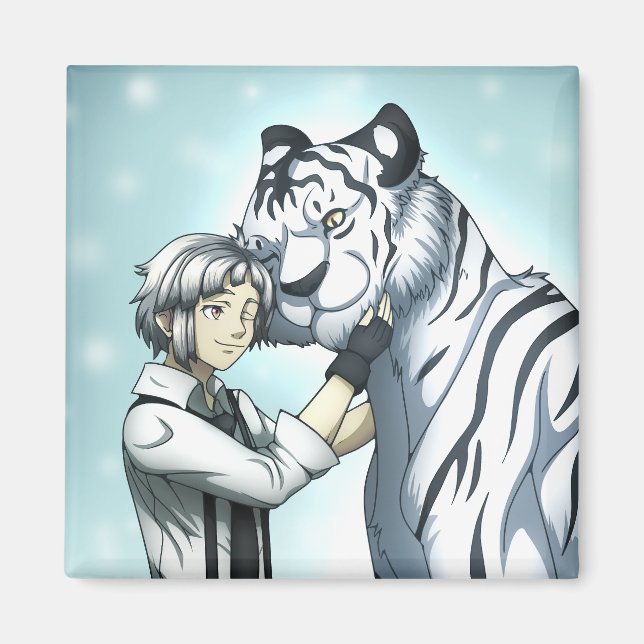 Boy with White Tiger Magnet (Front)