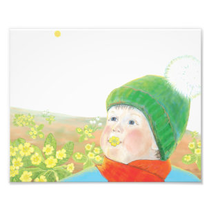 Boy with  Wild Primroses  Photo Print