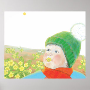 Boy with Wild Primroses Poster
