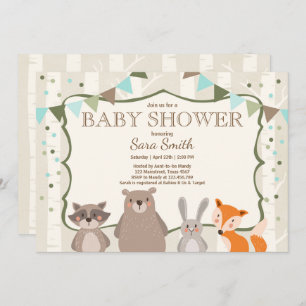 Boy Woodland Baby Shower invite Animals Forest