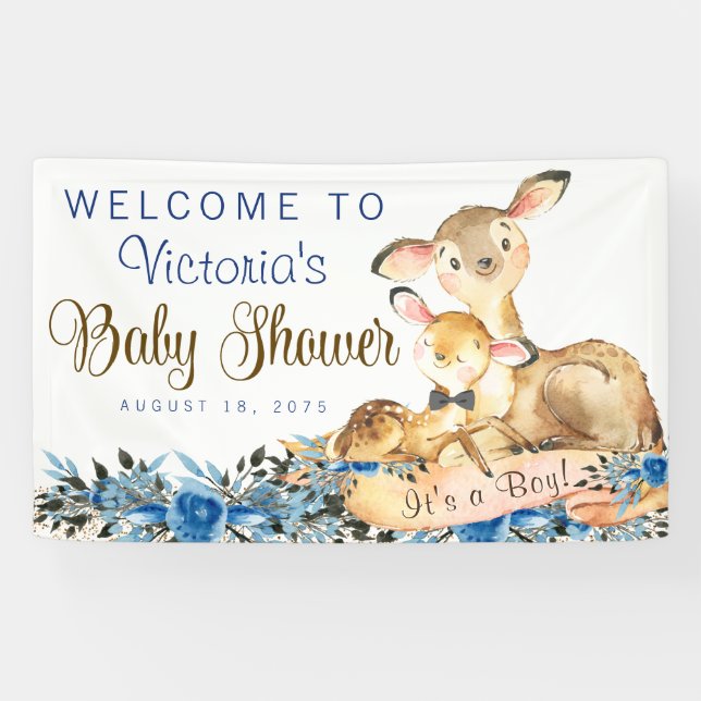 Boy Woodland Deer Baby Shower Banner (Horizontal)