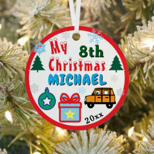 Boy Yearly Christmas Orange Toy Car Metal Tree Decoration