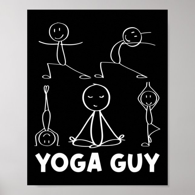 Boy Yoga Guy Exercise Stick Figure  Poster (Front)