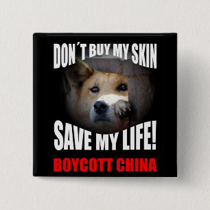 Boycott China 15 Cm Square Badge