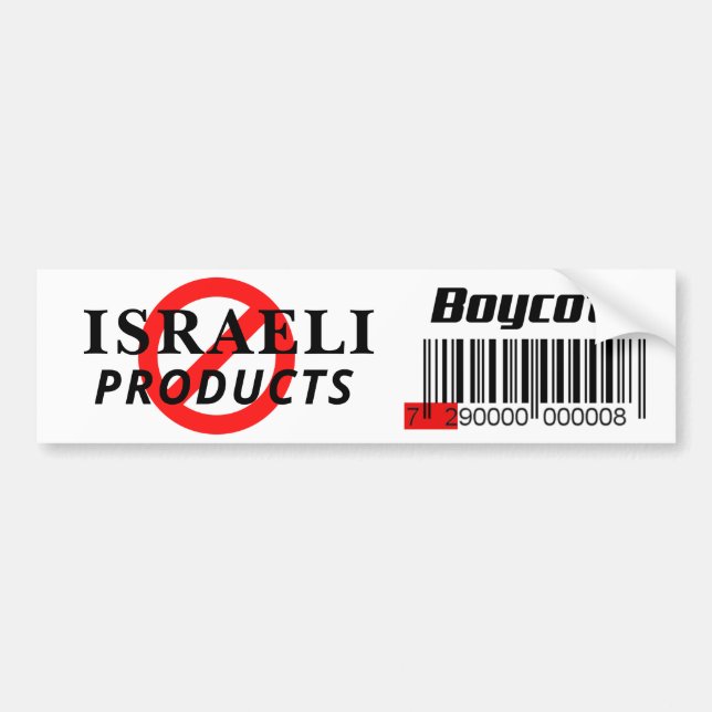 BOYCOTT ISRAELI PRODUCTS  BUMPER STICKER (Front)