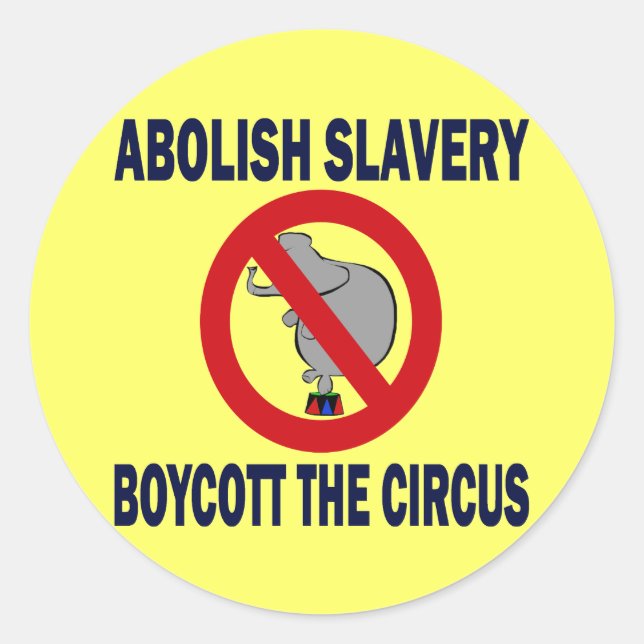 BOYCOTT THE CIRCUS CLASSIC ROUND STICKER (Front)