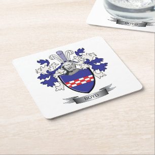 Boyd Family Crest Coat of Arms Square Paper Coaster