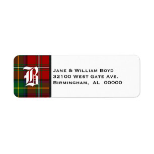 Boyd Tartan Plaid Monogram Address Labels