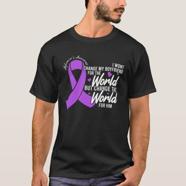 Boyfriend Alzheimers Awareness Day Disease Month T-Shirt (Front)