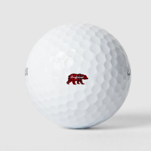 Boyfriend Bear Buffalo Red Plaid Matching Family Golf Balls