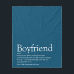 Boyfriend Definition Cool Fun Blue Fleece Blanket<br><div class="desc">Personalise for your boyfriend to create a unique valentine,  Christmas or birthday gift. A perfect way to show him how amazing he is every day. You can even customise the background to their favourite colour. Designed by Thisisnotme©</div>